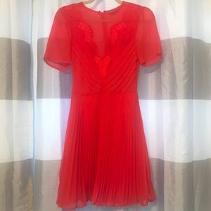 Red Lace & Pleated Dress - ASOS - Never Worn